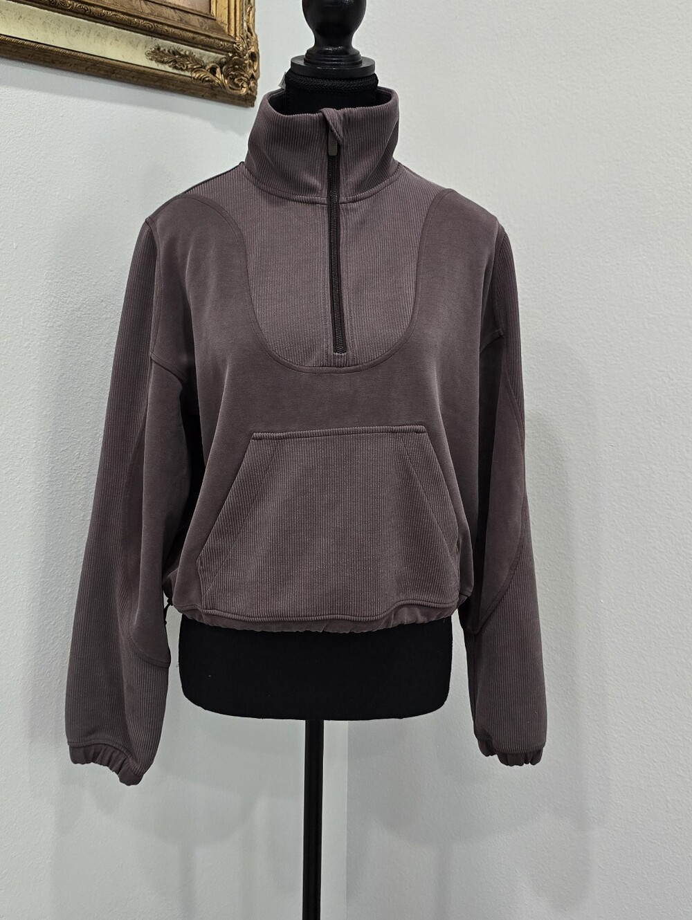 Lululemon Brushed Softstreme Ribbed Half Zip in Espresso, size 6. - Picture 2 of 13